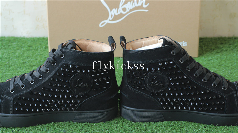 Super High End Christian Louboutin Flat Sneaker High Top Black Suede(With Receipt)